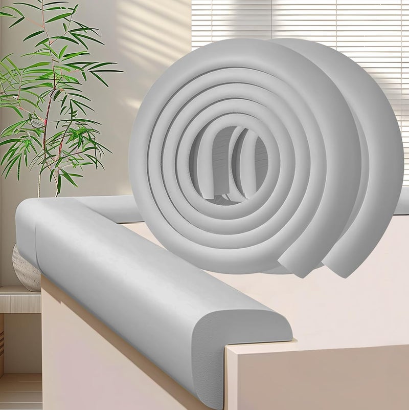 ZOMPAGO Baby Proofing Edge Corner Protector,2 Roll Grey L-Shape Soft Cabinet Door Bumper Corner Strip,Safety Bumper Corner Guards,Wall Protector,Self Adhesive,for Nursery,Kitchen,Fireplace,Table - Image 1